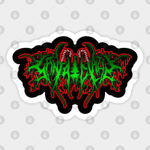 Santa Claus black metal design (green) Sticker by Tmontijo